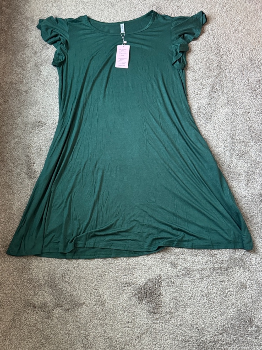 Askyes Beauty Green Ruffle Sleeve Dress Flowy Casual Plus SIZE 3XL NWT
